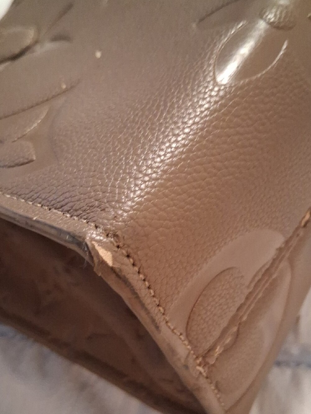 Taupe Embossed Monogram Purse with Gold Hardware . Sold As Is. DO NOT BUNDLE. - Picture 5 of 15